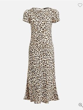 J. Crew Leopard Print Short Sleeve Maxi Dress in Cream and Brown